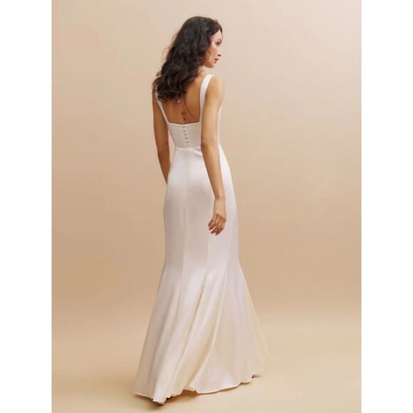 Reformation Payton Satin Dress Fior Di Latte - Picture 7 of 15